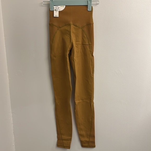 Offline by Aerie Ribbed Hi-rise Leggings Sz XS Marigold Mustard Brown - Picture 2 of 5